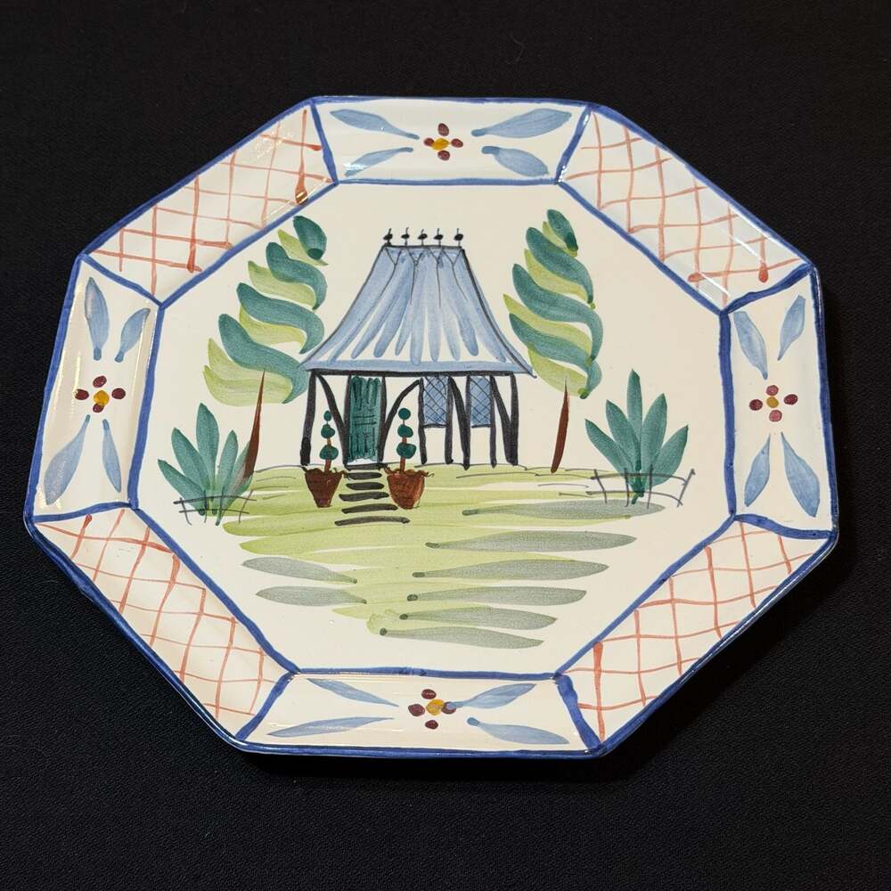 Stebner Hand-Painted Octagonal Decorative Plate, Signed 1995 Suffield OH